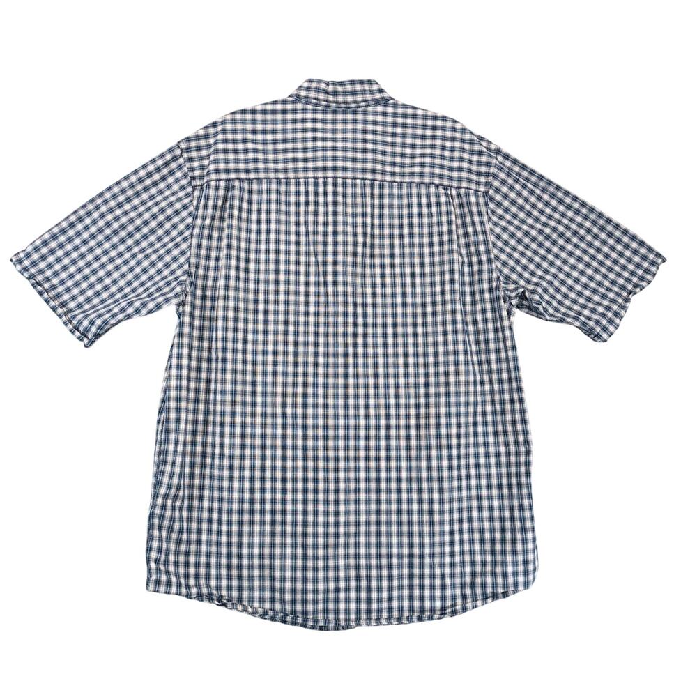 Wolverine Blue Plaid Cotton Button Down Shirt Men's L Tall Short Slv Gorpcore - Picture 2 of 10